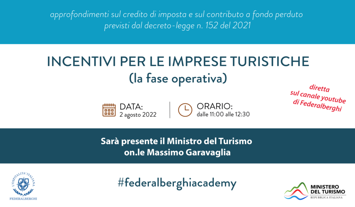 Webinar sul credito d’imposta e contributo a fondo perduto per le imprese turistiche