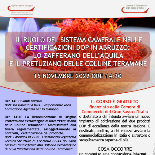 Seminario Tecnico Gratuito: Il ruolo del sistema camerale nelle certificazioni DOP in Abruzzo