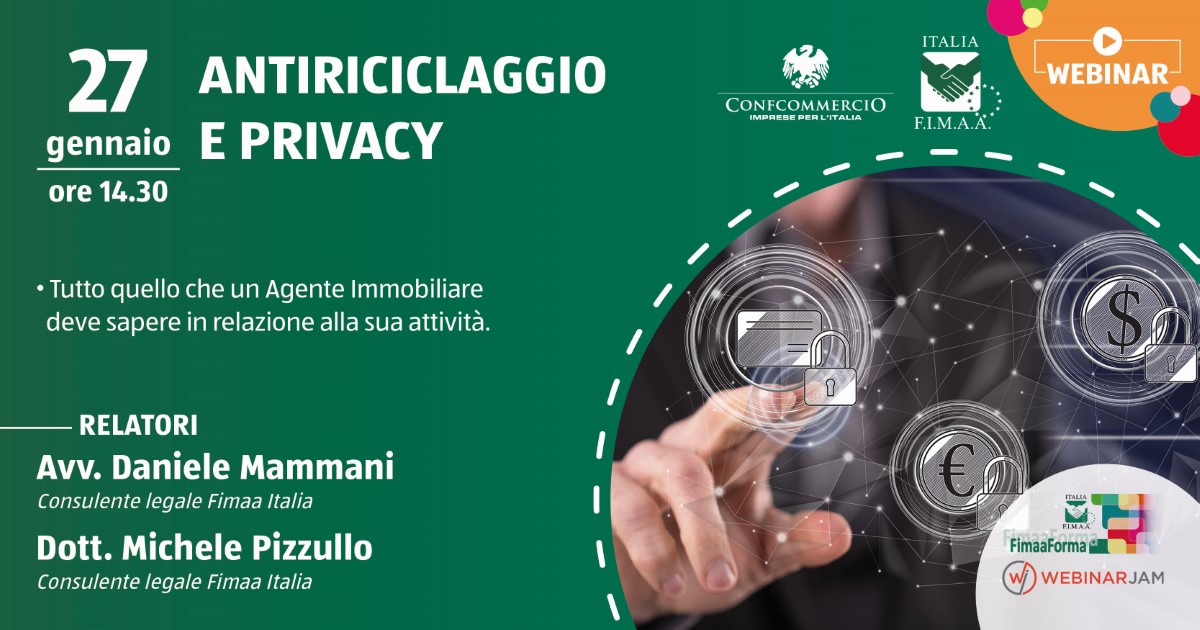 Venerdì 27.01 webinar su “Privacy e Antiriciclaggio” ore 14:30