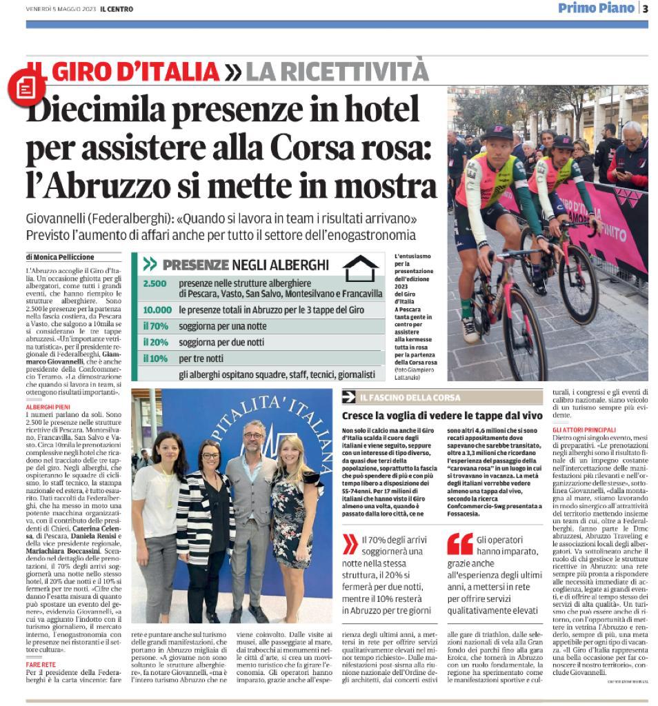 Diecimila presenze in hotel per assistere alla corsa rosa: L’Abruzzo si mette in mostra!