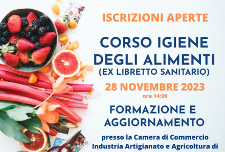 corso igiene degli alimenti ex libretto sanitario 28 novembre 2023