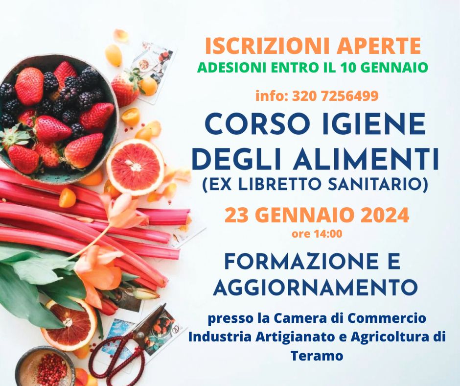 corso igiene degli alimenti ex libretto sanitario 23 gennaio 2024