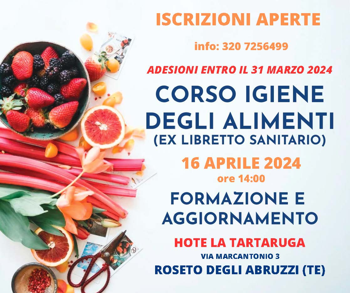 corso igiene degli alimenti ex libretto sanitario 16 aprile 2024