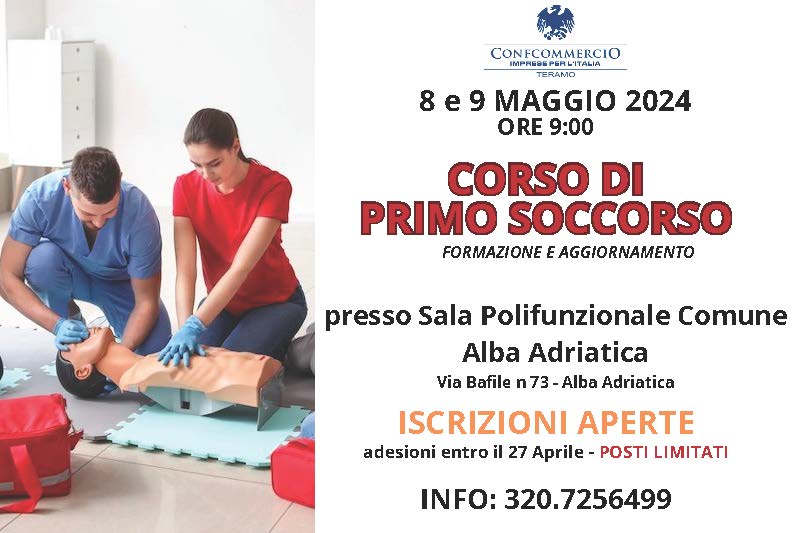 corso di primo soccorso 8 e 9 maggio