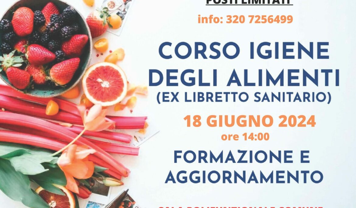 corso igiene degli alimenti ex libretto sanitario 18 giugno 2024