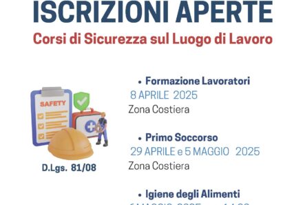 Corsi di Sicurezza sul Luogo di Lavoro – ISCRIZIONI APERTE