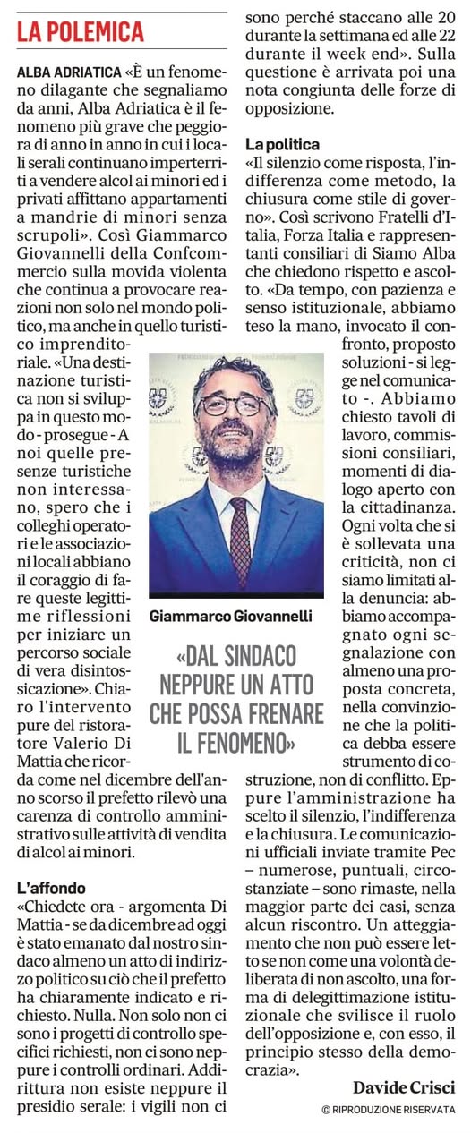 Giovannelli: «Il sindaco non ha fatto nulla per fermare il fenomeno»