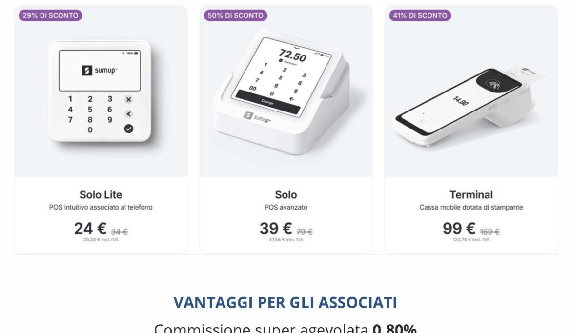 Nuove condizioni di favore SumUp per gli Associati Confcommercio