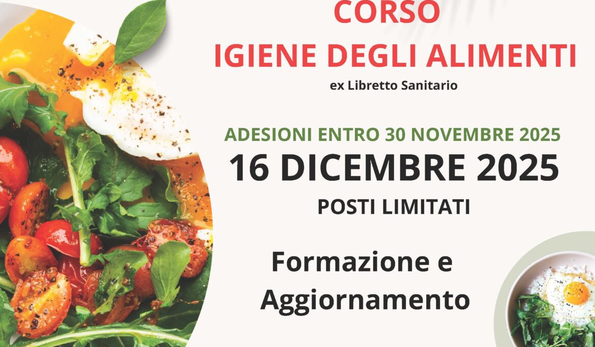 corso igiene degli alimenti ex libretto sanitario 16 novembre 2025