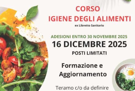 corso igiene degli alimenti ex libretto sanitario 16 novembre 2025