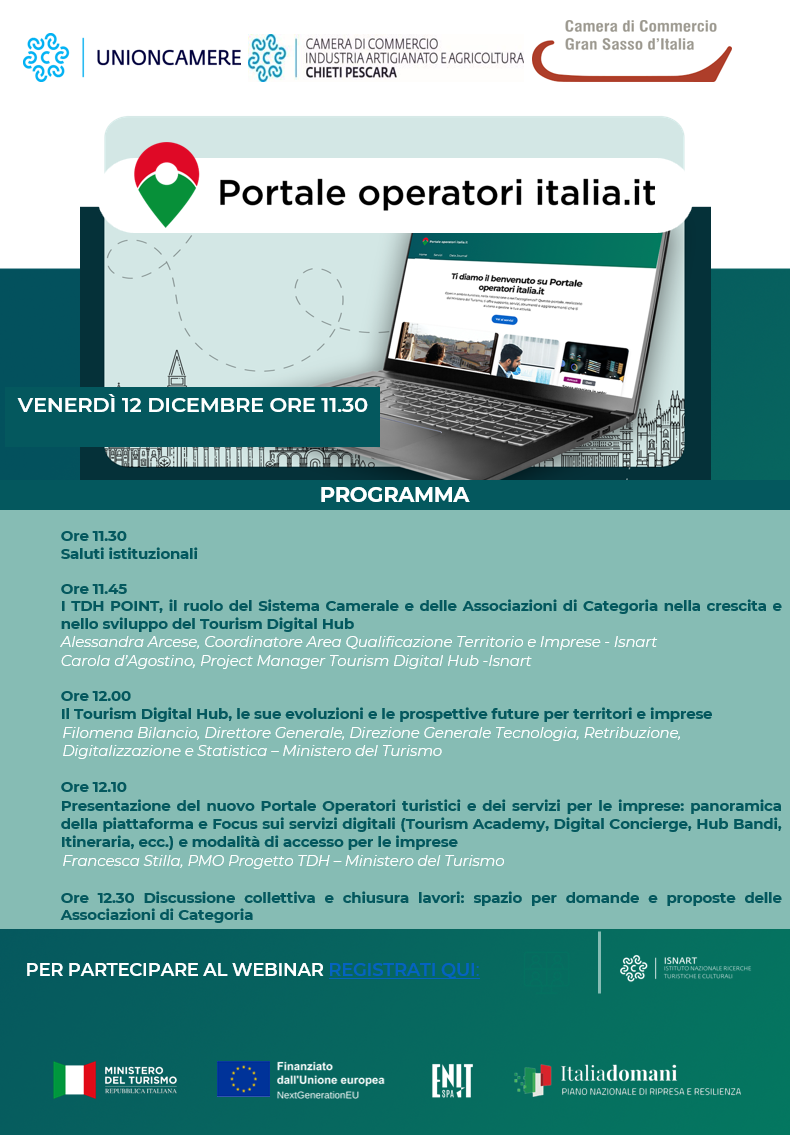 Invito all’incontro territoriale sul progetto Tourism Digital Hub – Servizi ed opportunità per le imprese turistiche