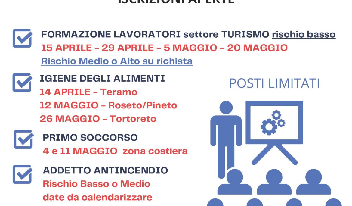 CORSI IN PARTENZA D.LGS. .81/08 APRILE/MAGGIO 2026
