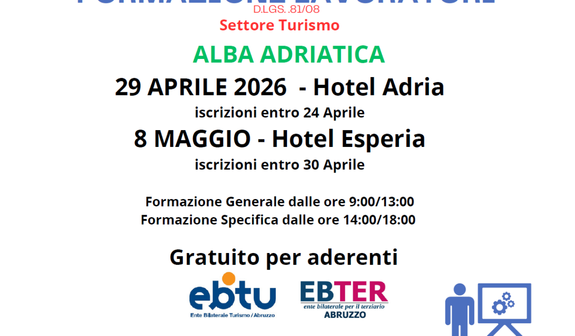 Corso Formazione Lavoratori settore turismo 29 aprile e 8 maggio 2026