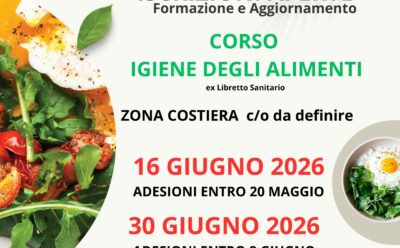 corso igiene degli alimenti ex libretto sanitario 20 maggio e 8 giugno 2026