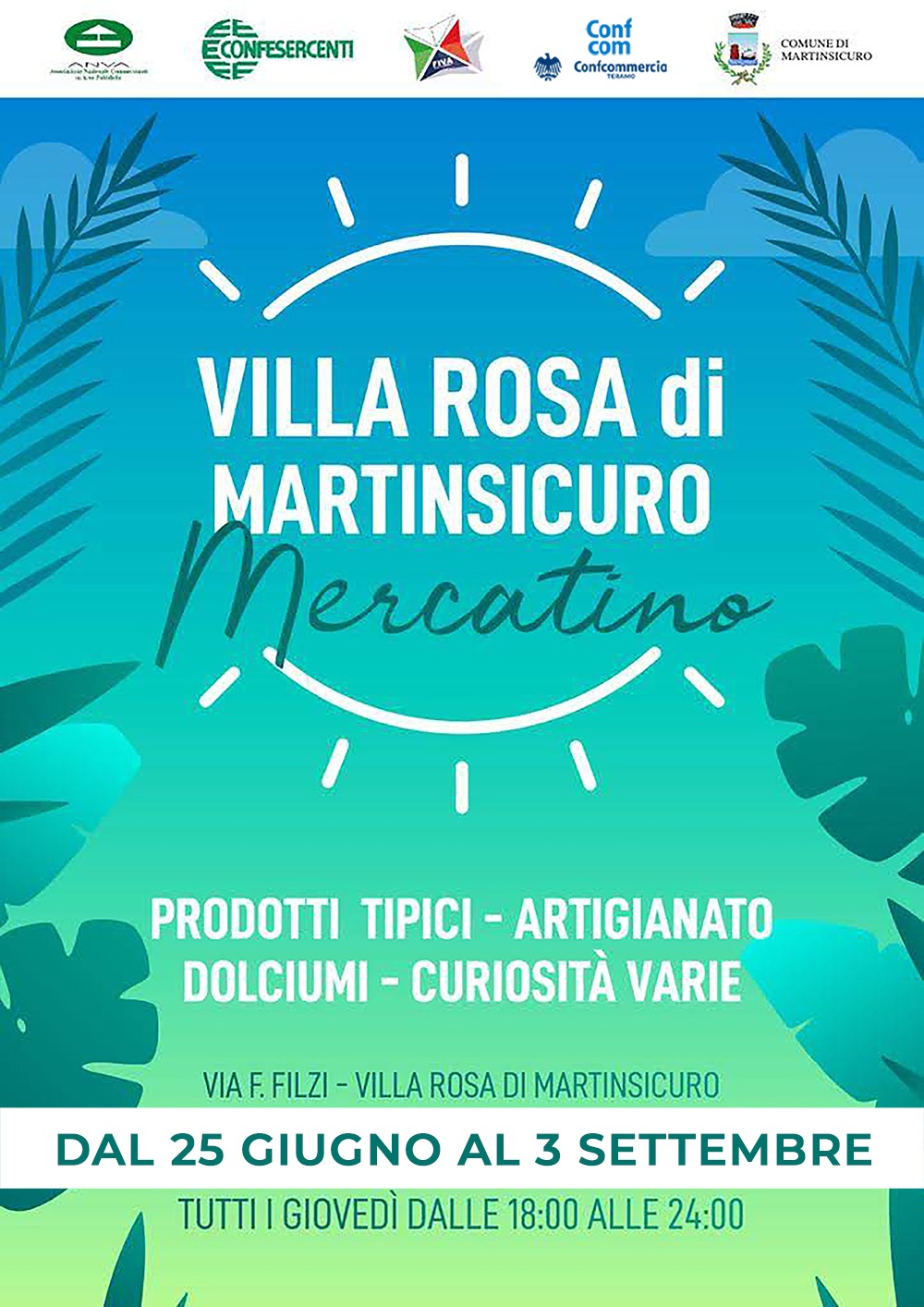Villa Rosa di Martinsicuro Mercatino: dal 25 giugno al 3 settembre in Via F. Filzi