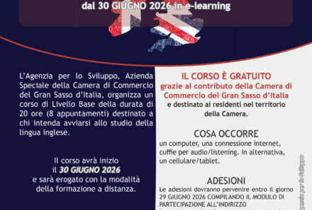 Corso gratuito di lingua inglese base (A2/B1)”: aperte le iscrizioni