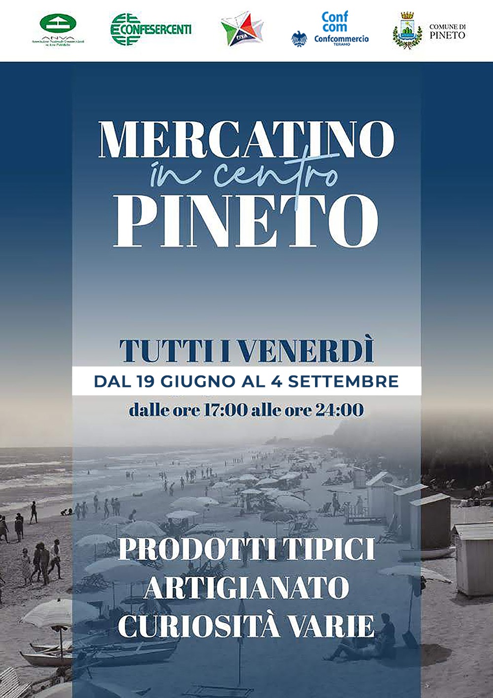 Mercatino in centro Pineto – tutti i venerdì dal 19 Giugno al 4 Settembre 2026