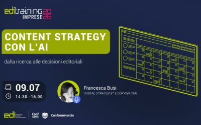 in arrivo il webinar gratuito – CONTENT STRATEGY CON L’AI