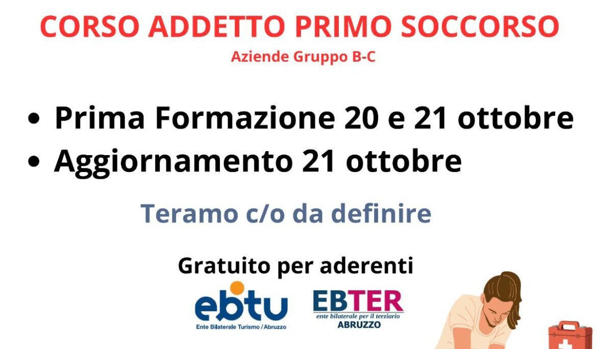 Corso Addetto Primo Soccorso – Iscrizioni aperte
